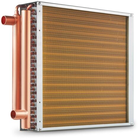VEVOR Scambiatore di Calore Acqua-Aria, con Alette in Alluminio 242 per Forni a Legna Esterno, Riscaldamento e Raffreddamento Residenziale ad Aria Forzata Porte Rame 3 File 9,53 mm 40,64 x 40,64 cm
