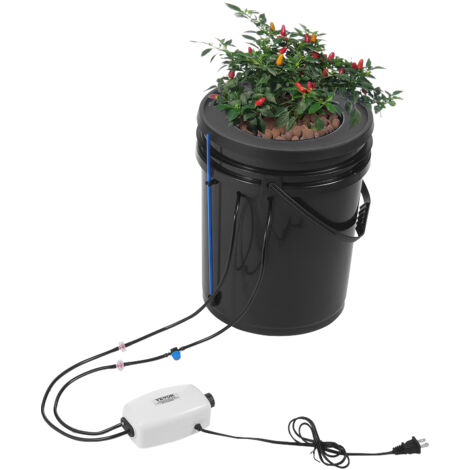 VEVOR Sistema di Coltivazione Idroponica DWC Kit Coltura in Acqua Profonda da 20 Litri, 1 Secchio, Pompa ad Aria, Pietre porose, Dispositivo di Livello dellAcqua, per Verdure a Foglia, Fiori
