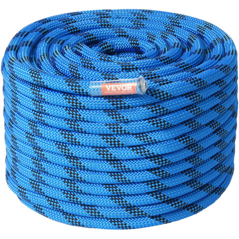 VEVOR Corda statica da arrampicata 12,7 mm, Corda da arrampicata allaperto 38m resistenza alla rottura 30 kN, Corda in fibra con moschettone in acciaio per fuga, discesa in corda doppia