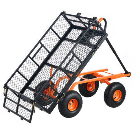 VEVOR Carrello Ribaltabile in Metallo, Carrello Ribaltabile Giardino Telaio Facile Montare, Carriola Utilitaria, Pneumatici 254 mm Carro Ribaltabile Maniglia Convertibile 2 in 1, Capacita 181,4 kg