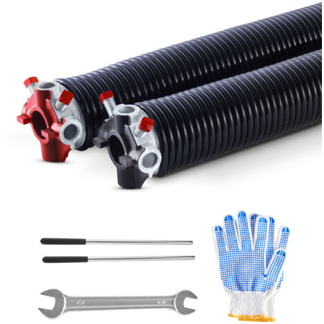 VEVOR Molle di Torsione per Porte da Garage, Coppia di Φ6,35 x Φ50,8 x 889 mm, 16000 Cicli, Rivestimento Elettroforetico Nero per SostituI, con Barre di Avvolgimento, Guanti e Chiave di Montaggio (1/5)