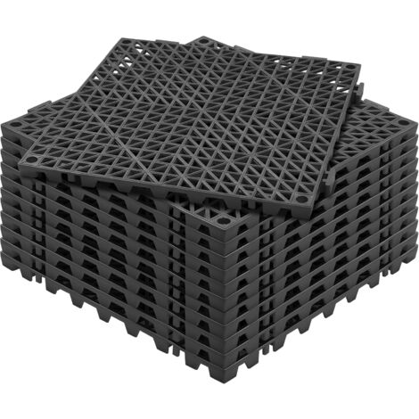 VEVOR Set di 12 Piastrelle per Piscina da Giardino 30x30x1,5 cm, Piastrelle Traforate per Pavimentazione Antiscivolo in PVC a Drenaggio Rapido per Interni & Esterni per Bagno Piscina Giardino, Nero