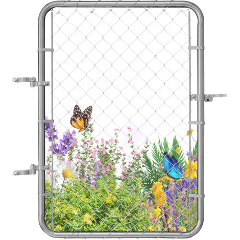 VEVOR Cancello per Recinzione a Maglie di Catena, 81 x 117 cm, Pannello Regolabile per Cancello da Giardino, Cancello di Recinzione Zincato Antiruggine per Vialetto Agricolo Cortile Esterno