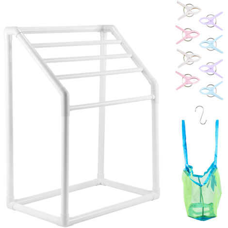 VEVOR Portasciugamani da Terra con 5 Barre, Portasciugamani da Bagno Soggiorno Balcone, Portasciugamani in PVC Portata 25 kg, Organizzatore Portasalviette 5 Piani per Piscina Bagno 94 x 60 x 127 cm