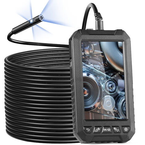 VEVOR Telecamera Endoscopica Luce, Boroscopio a Tripla Lente con Cavo 15 m Scheda 32 GB, Schermo 127 mm 1080P Luci LED, Telecamera a Serpente Impermeabile IP67, Idraulica Telecamera per Ispezione