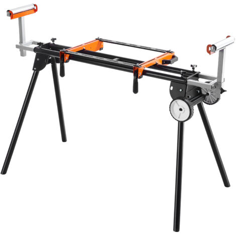 VEVOR Supporto per Troncatrice Portata 250 kg, Supporto per Troncatrice Pieghevole in Acciaio con Staffe di Montaggio in Un Pezzo, Altezza e Lunghezza Regolabili, Supporto per Troncatrice Portatile