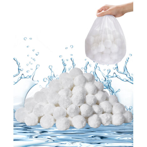 VEVOR Palline Filtranti per Piscina per Filtro a Sabbia, 0,68 kg, Materiale Filtrante in Fibra di Poliestere Bianco Riutilizzabile con Sacchetto Lavaggio, per Piscina Acquario Vasca Piscina Terra (1/5)