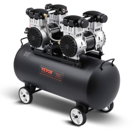 VEVOR Compressore deAria, Serbatoio in Acciaio 75 L Compressore deAria Senza Olio, Compressore Portatile Ultra Silenzioso da 78 dB per Riparazioni Auto, Gonfiaggio Pneumatici, Verniciatura a Spruzzo