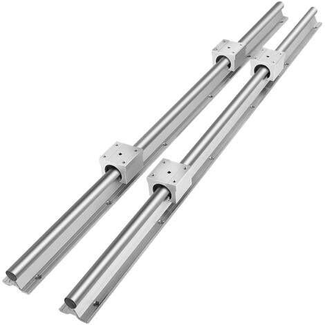 VEVOR Guida Lineare 2 X SBR16-600 mm, Set di Guide di Cuscinetti Lineari con 4 Supporti SBR16UU e 2 Alberi di Guida da 2200 mm, Guida di Scorrimento Lineare Inossidabile con Fori Preforati