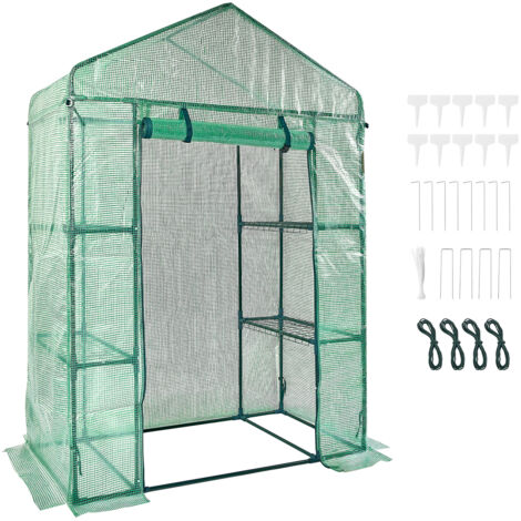 VEVOR Serra Portatile con Ripiani Telone in PE Porta Arrotolabile 141 x 74,5 x 205 cm Carico Massimo 15kg da Giardino Cortile Terrazza Struttura Pieghevole, Serra con Ripiani per Piante Fiori Verdure (1/5)