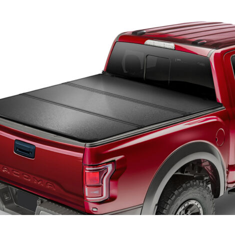 VEVOR Copertura per cassone ripiegabile in tre parti, compatibile con Toyota Tacoma 2016-2023, pianale 1.537 mm, copertura per cassone 11537 x 1397 mm, carico 400 libbre, con LED, ritiro