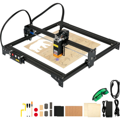 VEVOR Pro Macchina per Incisione Laser, 410 x 400 mm Potenza 5,5 W 6000 mm/min Incisione Laser in Lega di Alluminio per Carta, Legno, Pelle, Stoffa, Plastica, Acrilico, Superficie Metallica Verniciata