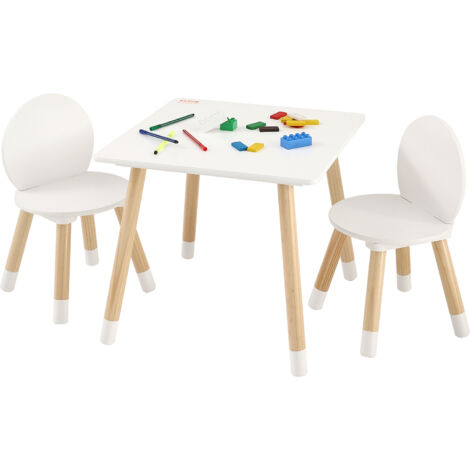 VEVOR Mobili per Bambini 1 Tavolo + 2 Sedie 500x500x437 mm 282x282x480 mm, Tavolino con Sedie per Cameretta Sala di Gioco per Bambini da Studiare Mangiare Giocare per Asilo Nido Bambini da 2 a 8 Anni