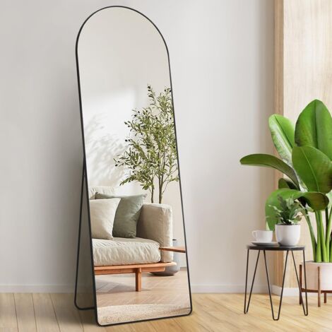 VEVOR Specchio ad Arco a Figura Intera 1650 x 558 mm Grande Specchio da Terra Appeso a Parete con Supporto Telaio in Lega di Alluminio, Specchio da Toeletta a Corpo Intero per Camera da Letto, Nero (1/5)