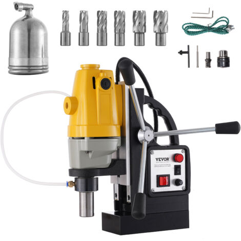 VEVOR Trapano a colonna magnetico da 1100 W con diametro del foro da 1-1/2 pollici (40 mm) MD40 Trapano a colonna magnetico 2810 LBS 670 giri/min Sistema di foratura magnetica