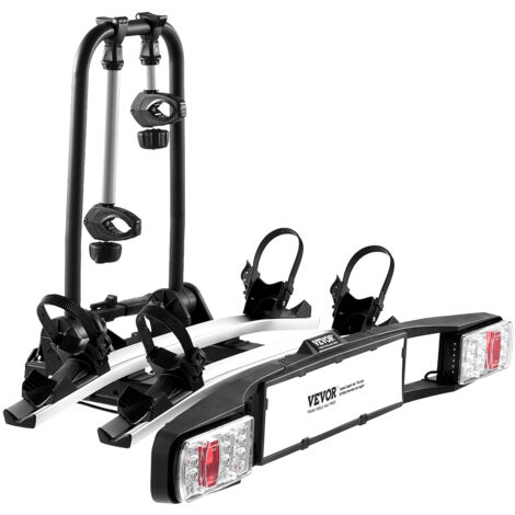 VEVOR Portabiciclette Posteriore, Adatto per Montaggio da 5 cm Portabiciclette Non Pieghevole per 2 Biciclette con Portata Fino a 65 kg Portabiciclette con Serratura per E-bike con Luce Posteriore (1/5)