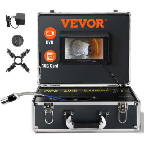 VEVOR Kit Telecamera Endoscopio Sonda Pixel 1000TVL Localizzatore per Ispezione di Fognatura Schermo Colorata 7 Pollici, Telecamera Ispezione Sonda Cavo da 20m per Tubi Angolazione