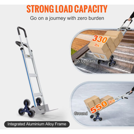 RJTEK Carrello a mano [Aggiornamento del materiale] 81,6 kg Scalatore per scale pieghevole Carrello della spesa Carrello carrello carrello a mano
