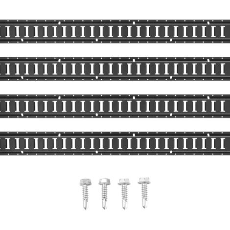 VEVOR Kit di binari di ancoraggio per cingoli E, 4 pezzi di binari E in acciaio da 1524 mm, carico 2000 libbre per fissare il carico, garage, furgoni, rimorchi, ancoraggi per moto, supporti ATV