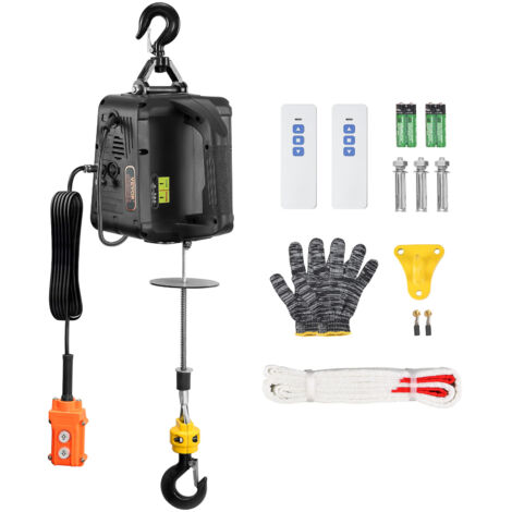 VEVOR Paranco Elettrico Portatile Carico max. circa 498,95 kg, Verricello Elettrico di Sollevamento 1500W Altezza max. di Sollevamento 7m Velocita 4m/min per Garage Officina Controllo Funzione 3-in-1