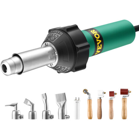 VEVOR Saldatrice ad Aria Calda per Plastica 330 x 95 x 56 mm Pistola ad Aria Calda da 1600 W Pistola Termica per Saldatura in Vinile 50°C-600°C Kit per Saldatura di Coperture in Plastica 9 Accessori (1/5)