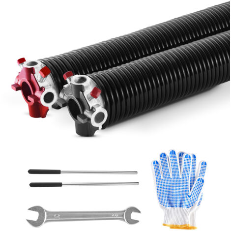 VEVOR Molle di Torsione per Porte da Garage, Coppia di Φ5,94 x Φ50,8 x 787 mm, 16000 Cicli, Rivestimento Elettroforetico Nero per SostituI, con Barre di Avvolgimento, Guanti e Chiave di Montaggio