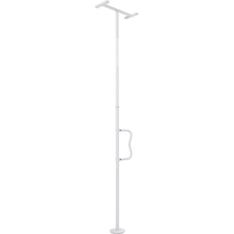 VEVOR Asta di Trasferimento dal Pavimento al Soffitto, Carico 136 kg Barra di Sostegno per Bagno Montata a Tensione con Maniglia Curva Antiscivolo, Asta di Sicurezza per Soffitti 2140 a 3050 mm Bianco
