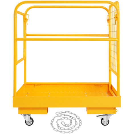 VEVOR Piattaforma Cestello di Sicurezza per Carrello Elevatore Carico Max 544 kg Cesta per Muletto con Piattaforma di Lavoro Portapersone Uso Industriale 92x92 cm Griglia di Protezione con Serrature
