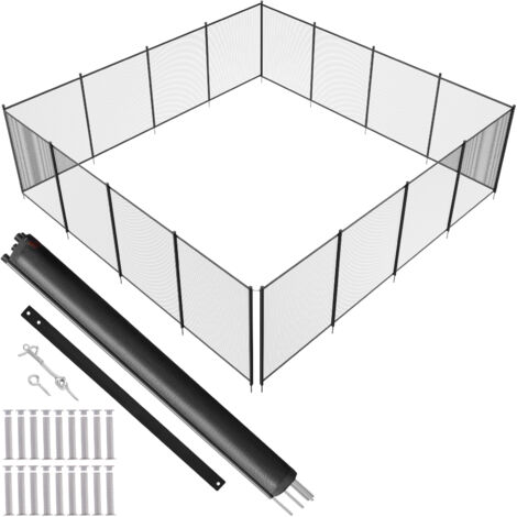 VEVOR Recinzione per Piscina, Recinzione per Piscina per Piscine Interrate, 4 x 48 FT, Recinzione per Piscina di Sicurezza per Bambini Rimovibile in PVC 340g Protegge Bambini e Animali Domestici
