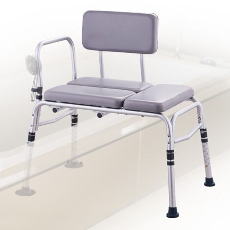 VEVOR Panca da Trasferimento per Vasca 845 x 610 x 920 mm Sedili da Doccia per Adulti 226,8 kg per Anziani, Disabili con Sedile Imbottito, Sedili Bagno Antiscivolo con Braccioli, Schienale Reversibile