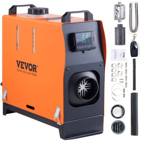 VEVOR Riscaldatore deAria Diesel Portatile All-in-One 12V 5kW 0,16-0,52 L/h per Auto Camion Camper, Riscaldatore deAria Diesel da Parcheggio 8℃-36 ℃ Regolabile 15-20 m² Telecomando LCD Serbatoio 5L