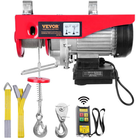 VEVOR Paranco a Leva Elettrico 1450 W Carico Max. da 800 kg Motore con Telecomando Senza Filo Distanza da 10m, Paranco Elettrico a Leva per Sollevamento Carico Velocita 10 m/min Altezza 12m