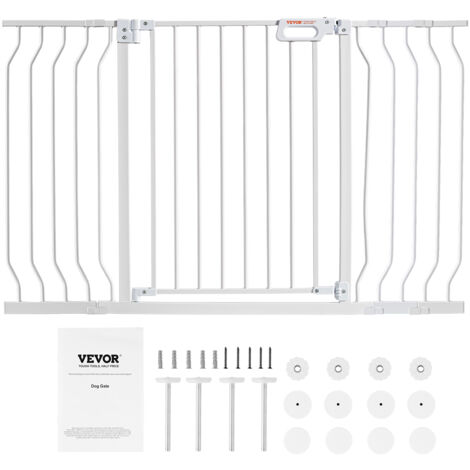 VEVOR Cancelletto di Sicurezza Larghezza Espandibile 75-129 cm Altezza 76 cm, Cancello di Sicurezza per Bambini per Scale, Porte e Corridoi Senza Forare Ampia Apertura a 180° Colore Bianco