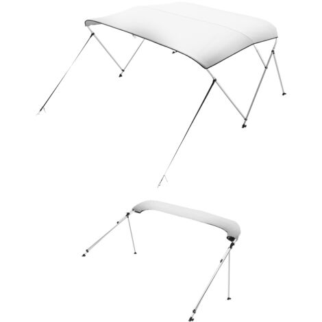 VEVOR Tendalino per Barca a 3 Archi, Parasole in Poliestere 600D con Telaio in Lega di Alluminio, Tettoia Parasole Impermeabile con Borsa Portaoggetti, Larghezza 185 a 198 cm Grigio Chiaro