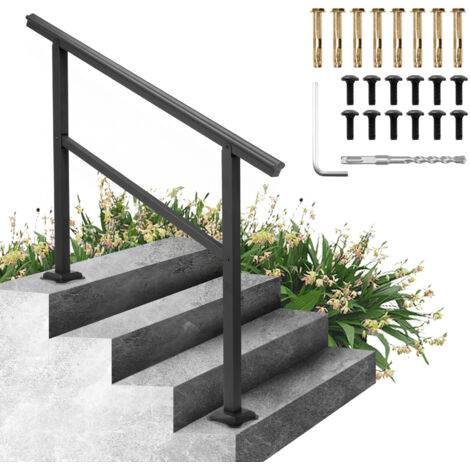 VEVOR Corrimano Scale per Esterni 48 x 35,5 Pollici, Ringhiera per Esterni, Corrimano per Scale, Ringhiera per Scale Esterna in Alluminio Colore Nero per Azienda, Hotel, Gamma Regolabile 0-45 Gradi
