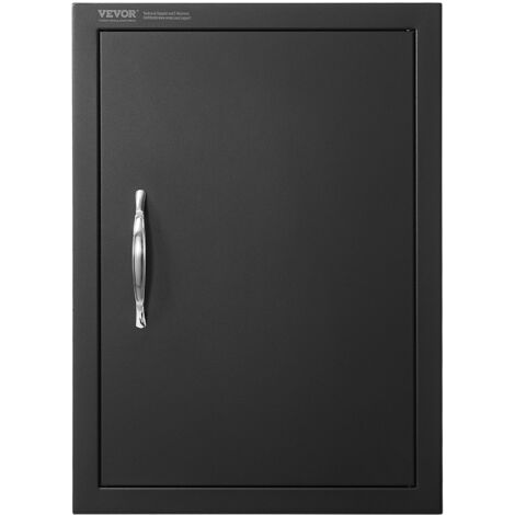 VEVOR Porta deAccesso per Barbecue, Porta Cucina da Esterno Singola 415x570x46 mm, Porta Piastra Fredda Reversibile da Incasso, con Maniglia, per Isola Barbecue, Armadio da Esterno, Giardino, Nero