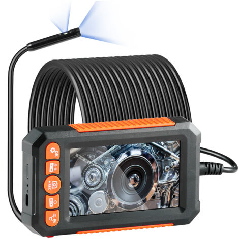 VEVOR Telecamera Endoscopica Luce, Boroscopio a Doppia Lente con Cavo Semirigido 15 m, Schermo 109 mm 1080P Luci LED Zoom 4X, Telecamera a Serpente Impermeabile IP67, Idraulica Telecamera Ispezione