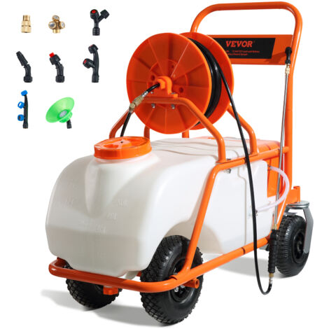 VEVOR Spruzzatore da Giardino Alimentato, Pressione Regolabile 0-90 PSI, Serbatoio da 15 Galloni, Carrello Spruzzatore con 8 Ugelli e 2 Bacchette, Batteria da 12 V 12 Ah (1/5)
