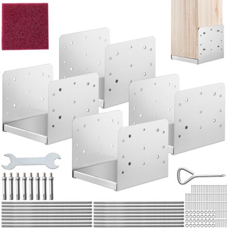 VEVOR Confezione di Supporti 4 Pezzi per Pali in Legno 8x8 Pollici 203x203mm, Set di Base per Pali Interni in Acciaio a Carbonio per Ancoraggio Pali in Legno Ringhiere, Corrimano di Terrazze, Portici (1/5)