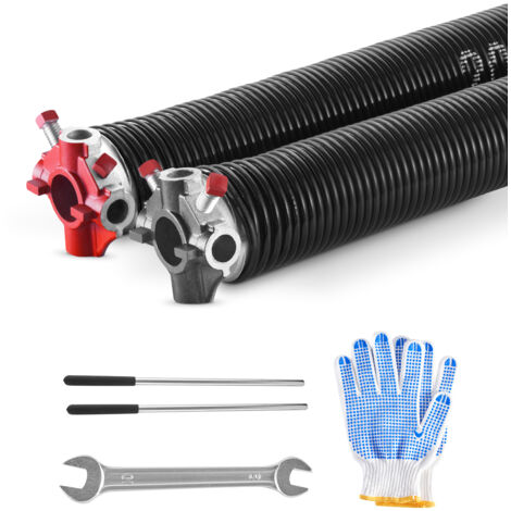 VEVOR Molle di Torsione per Porte da Garage, Coppia di Φ5,26 x Φ50,8 x 618 mm, 16000 Cicli, Rivestimento Elettroforetico Nero per SostituI, con Barre di Avvolgimento, Guanti e Chiave di Montaggio