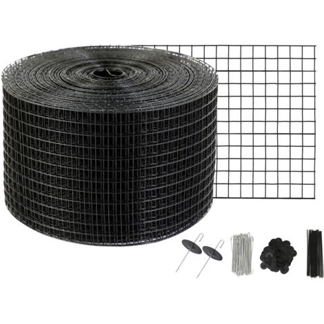 VEVOR Griglia di Protezione per Pannello Solare in Rotolo 20,3 cm x 30,5 m, Kit Anti-Uccelli 100 Fascette in Acciaio Inox Rivestimento in PVC Antiruggine Rete Metallica 12,7 mm per Protezione