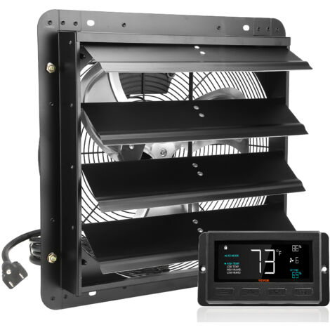 VEVOR Ventilatore di Scarico con Serranda, 2900 m³/h 406 mm Regolatore di Temperatura Umidita, Motore EC, con Montaggio Parete Velocita Variabile, Ventilazione e Raffreddamento per Serre, Garage