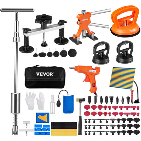 VEVOR Kit 107 Pezzi Strumento per Riparazione Ammaccature a Ponte Ventosa Martello Potenza 20W per Carrozzeria Auto Veicolo da Garage Officina Fai-da-te, Kit Estrattore a Ponte Estrattore a Martello