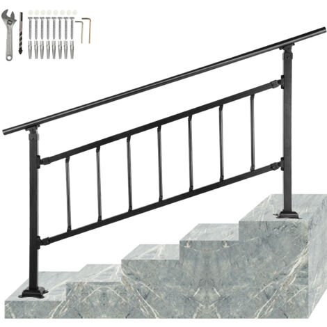 VEVOR Corrimano di Transizione in Ferro Battuto 83,5x172,5 cm HxL, Kit Corrimano per Ringhiere per Scale Angolo Regolabile 0-50° con Sbarre Adatto per 1 a 4 Gradini per Esterno Come Balconi e Portici
