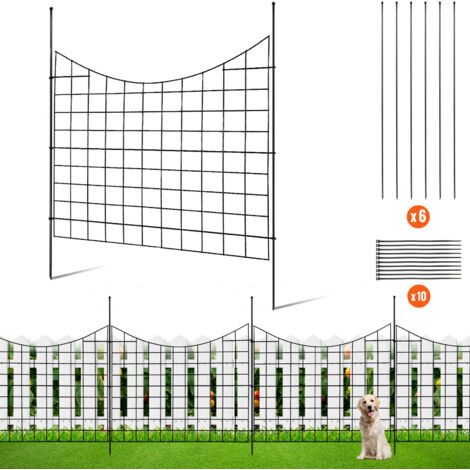 VEVOR Recinzione da Giardino in Metallo 75x93 cm da 5 Pezzi Barriera per Animali Domestici Senza Scavo Spaziatura dei Picchi 3,81cm, Recinzione Decorativa in Metallo 5 Pz per Giardino Cortile Aiuola (1/5)