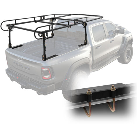 VEVOR Portabagagli per Camion, Scaffali Camion Capacita Carico 454 kg, Installazione Senza Foratura per Carichi Lunghi, Portapacchi da Tetto 110-160 cm Larghezza Regolabile per Kayak, Tavola da Surf