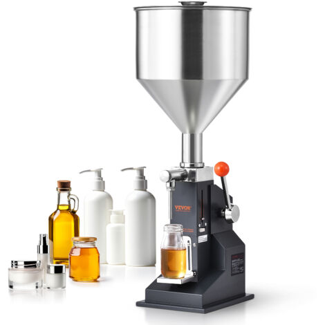 VEVOR Riempitrice Manuale Liquidi Riempitrice Manuale 5-100 ml, Riempitrice Regolabile in Acciaio Inossidabile con Tramoggia per Latte, Acqua, Succo, Olio Essenziale, Shampoo, Miele, Crema Cosmetica (1/5)