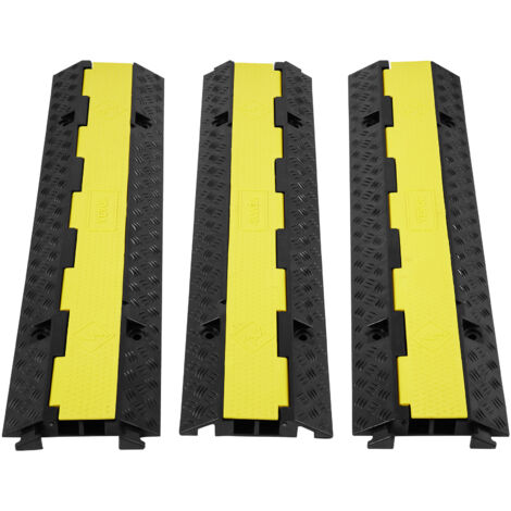 VEVOR Passacavo in Gomma per Protezione dei Cavi Tubi a Pavimento 3 Pezzi 2 Canali 3 x 3 cm, Rampa Passacavo Modulare a Pavimento per Cavi Impermeabile Carico Max. 5443 kg, Protezione dei Cavi 3 Pz