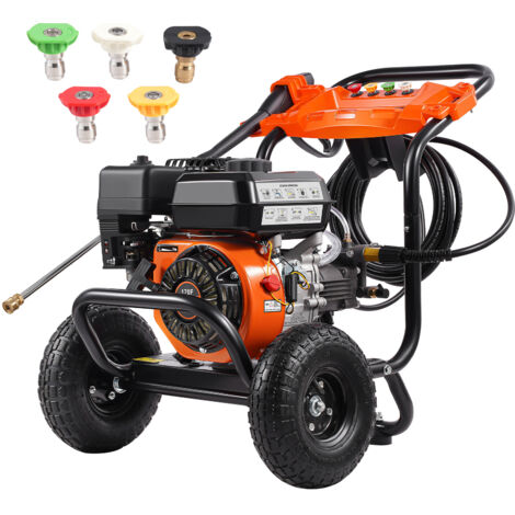 VEVOR Idropulitrice a gas , 3500 PSI 10L/min, 2,6 GPM Idropulitrice a gas con pompa in alluminio, pistola a spruzzo e prolunga, set da 5 ugelli, per auto, recinzioni, case, vialetti, cortili, mobili
