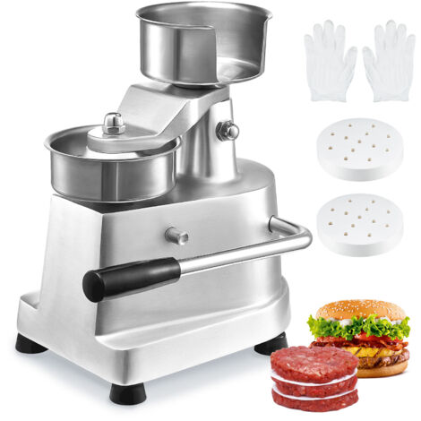 VEVOR Macchina per Hamburger Commerciale, Macchina per Hamburger Pressa Dimensioni 100mm, Pressa per Hamburger in Acciaio Inox per Formatura Carne 1000 Pezzi Carta per Hamburger, Pressa per Hamburger